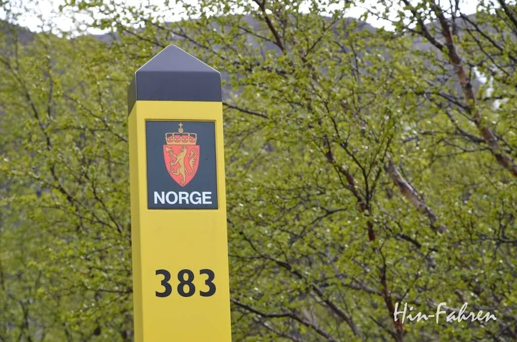 Markierung der Grenze von Norwegen