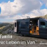 Kastenwagen und Foto einer Familie, die im Van leben, reisen & arbeiten