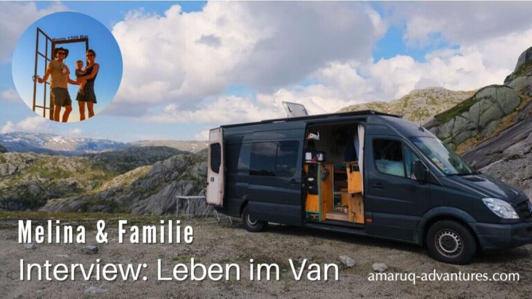 Kastenwagen und Foto einer Familie, die im Van leben, reisen & arbeiten